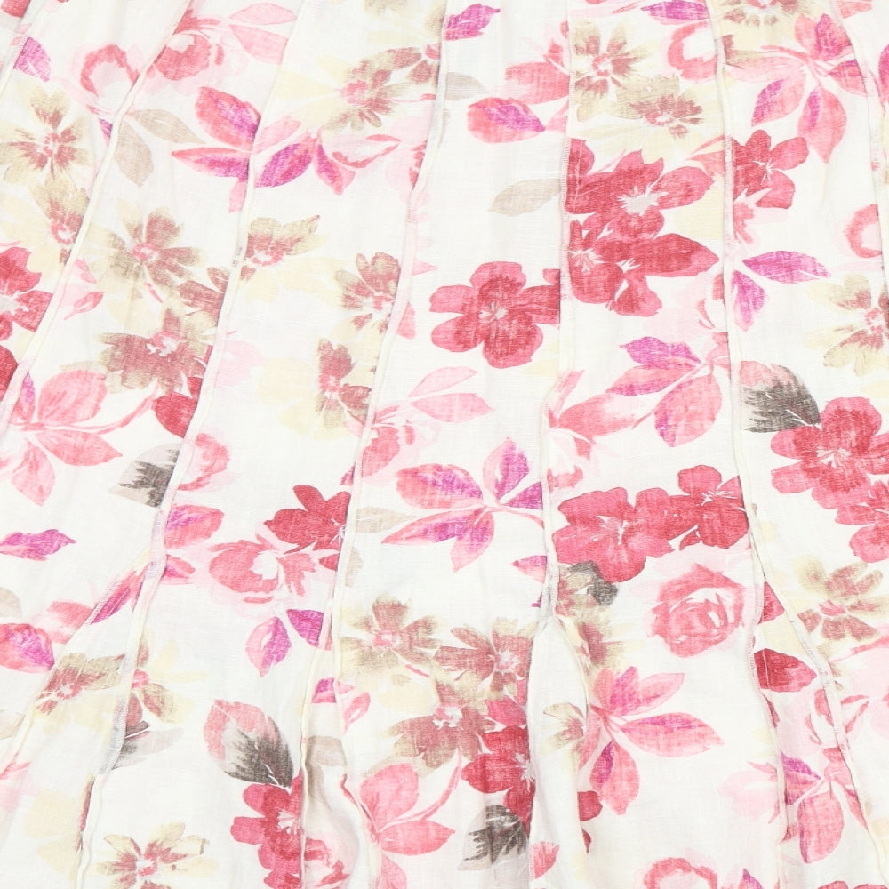Per Una  Womens Multicoloured Floral Linen A-Line Skirt Size 18