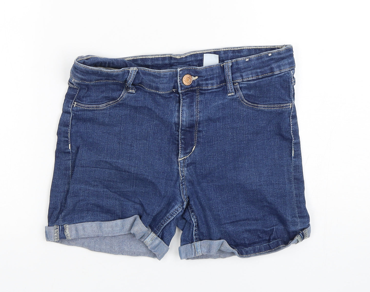 H&M Girls Blue  Cotton Bermuda Shorts Size 15 Years  Regular