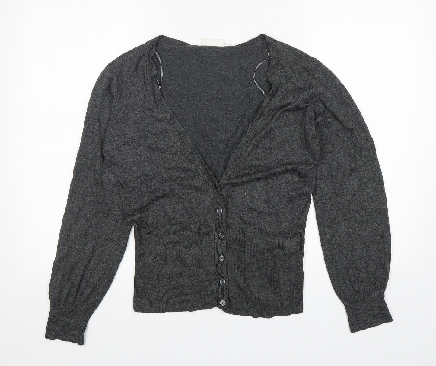 New Look Womens Grey V-Neck  Viscose Cardigan Jumper Size 12