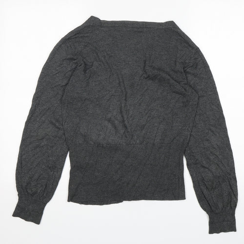 New Look Womens Grey V-Neck  Viscose Cardigan Jumper Size 12