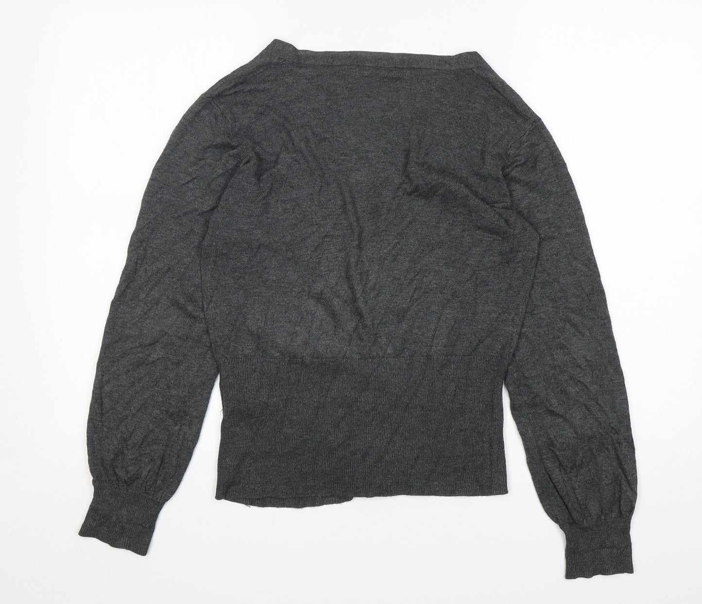 New Look Womens Grey V-Neck  Viscose Cardigan Jumper Size 12