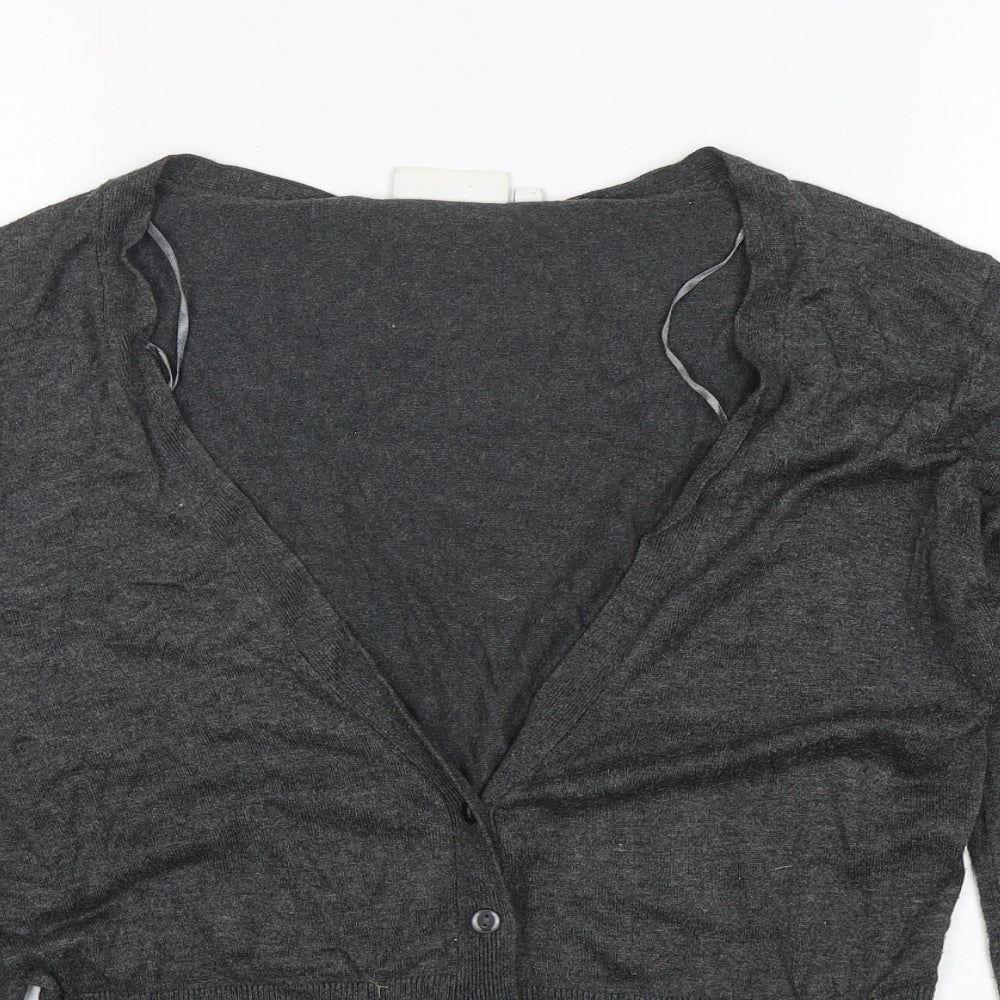 New Look Womens Grey V-Neck  Viscose Cardigan Jumper Size 12