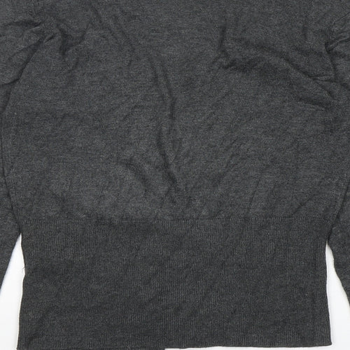 New Look Womens Grey V-Neck  Viscose Cardigan Jumper Size 12