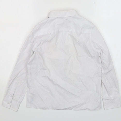 Marks and Spencer Girls White  Polyester Basic Button-Up Size 9-10 Years Collared Button