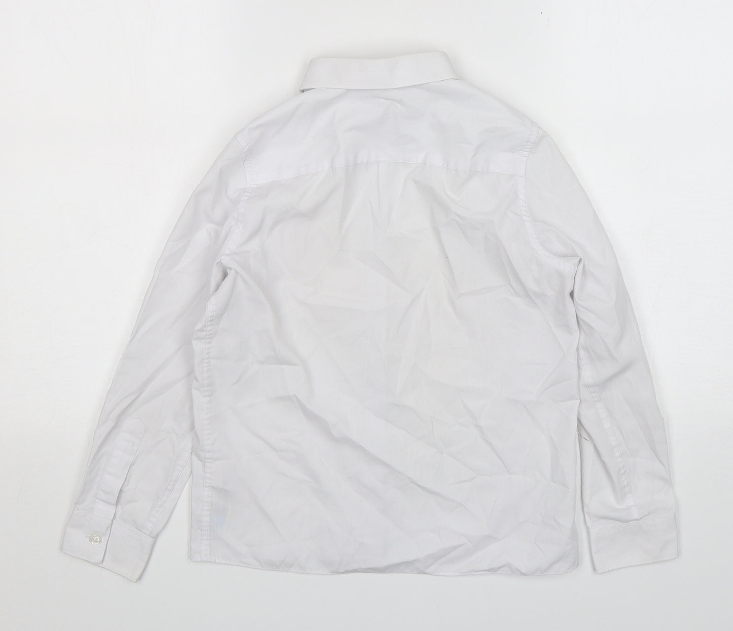Marks and Spencer Girls White  Polyester Basic Button-Up Size 9-10 Years Collared Button