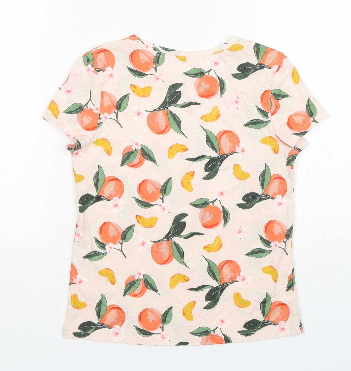 H&M Girls Multicoloured Geometric Cotton Basic T-Shirt Size 9-10 Years Round Neck Pullover
