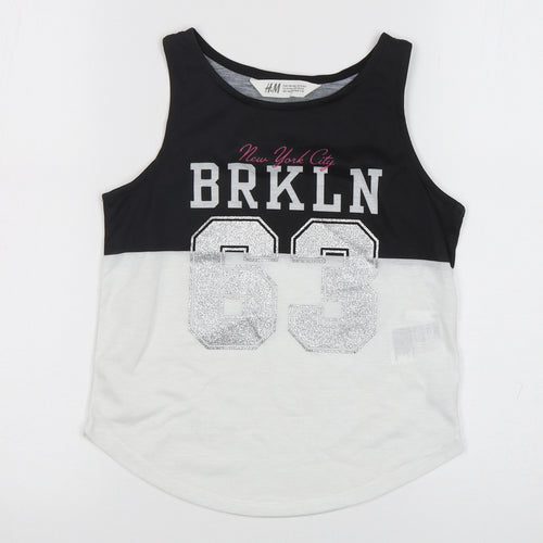 H&M Girls Multicoloured  Polyester Basic Tank Size 9-10 Years Round Neck Pullover