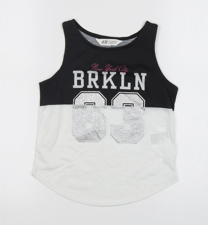 H&M Girls Multicoloured Polyester Basic Tank Size 9-10 Years Round Neck Pullover