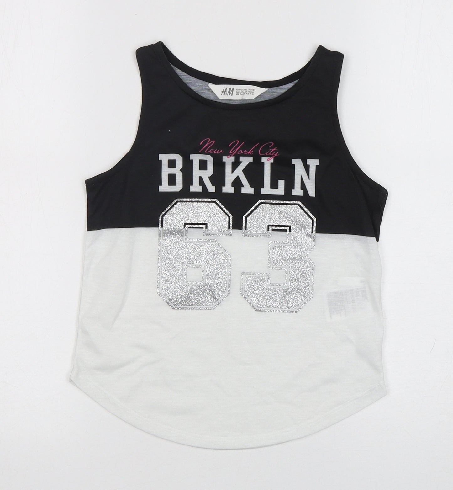 H&M Girls Multicoloured  Polyester Basic Tank Size 9-10 Years Round Neck Pullover