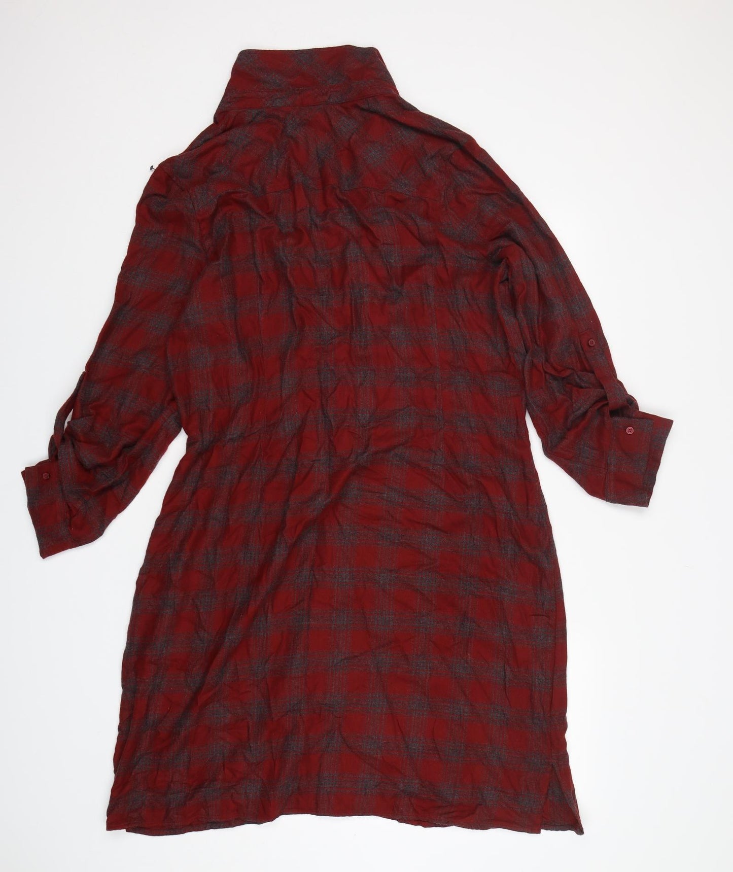 NEXT Womens Red Plaid Viscose Shirt Dress  Size 20  Collared