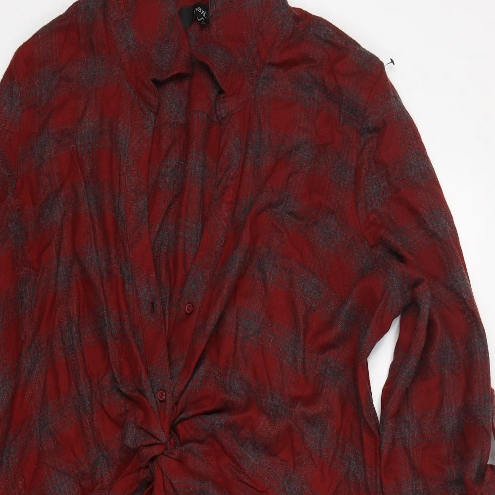 NEXT Womens Red Plaid Viscose Shirt Dress  Size 20  Collared