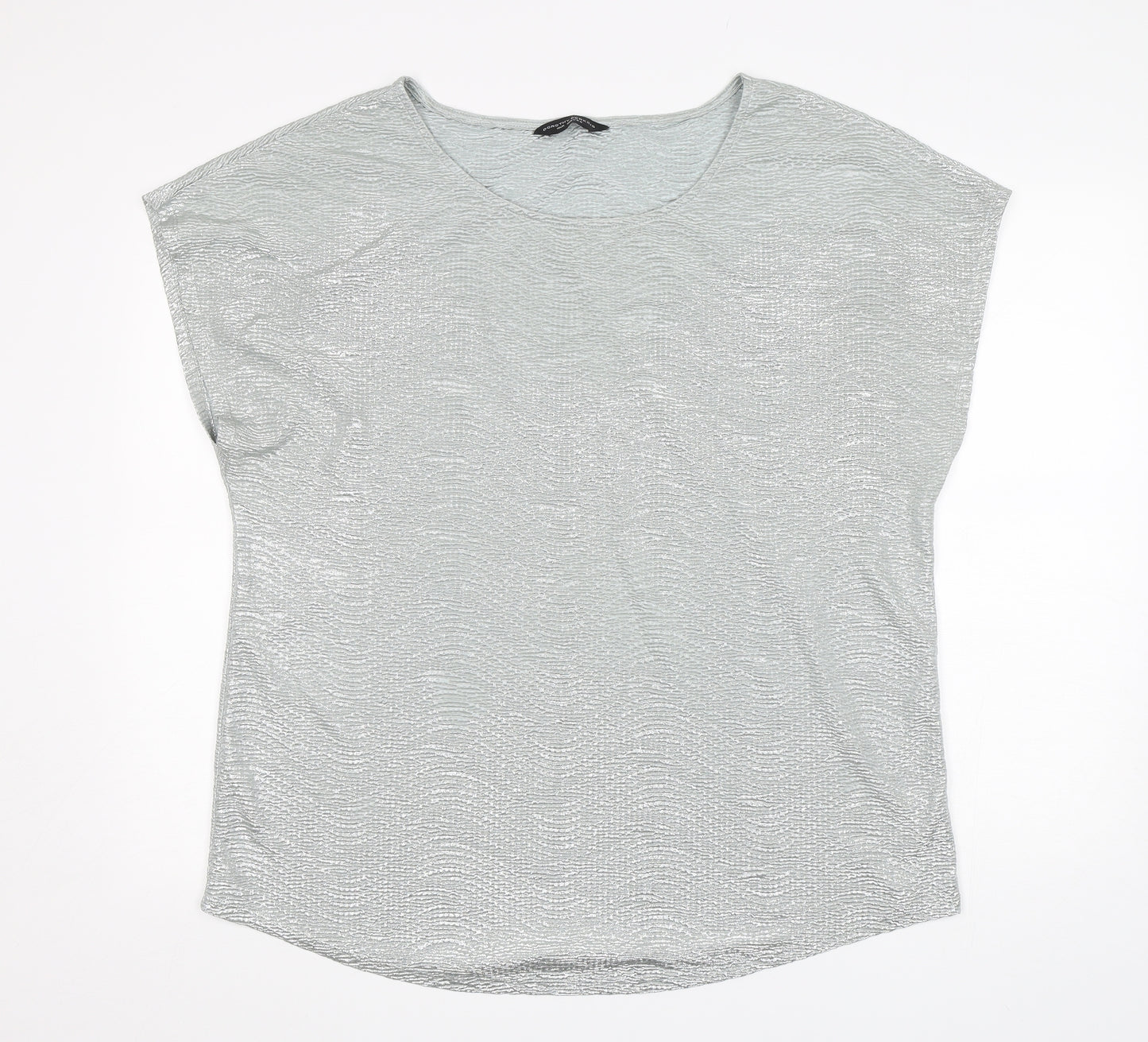 Dorothy Perkins Womens Silver  Polyester Basic Blouse Size 18 Round Neck