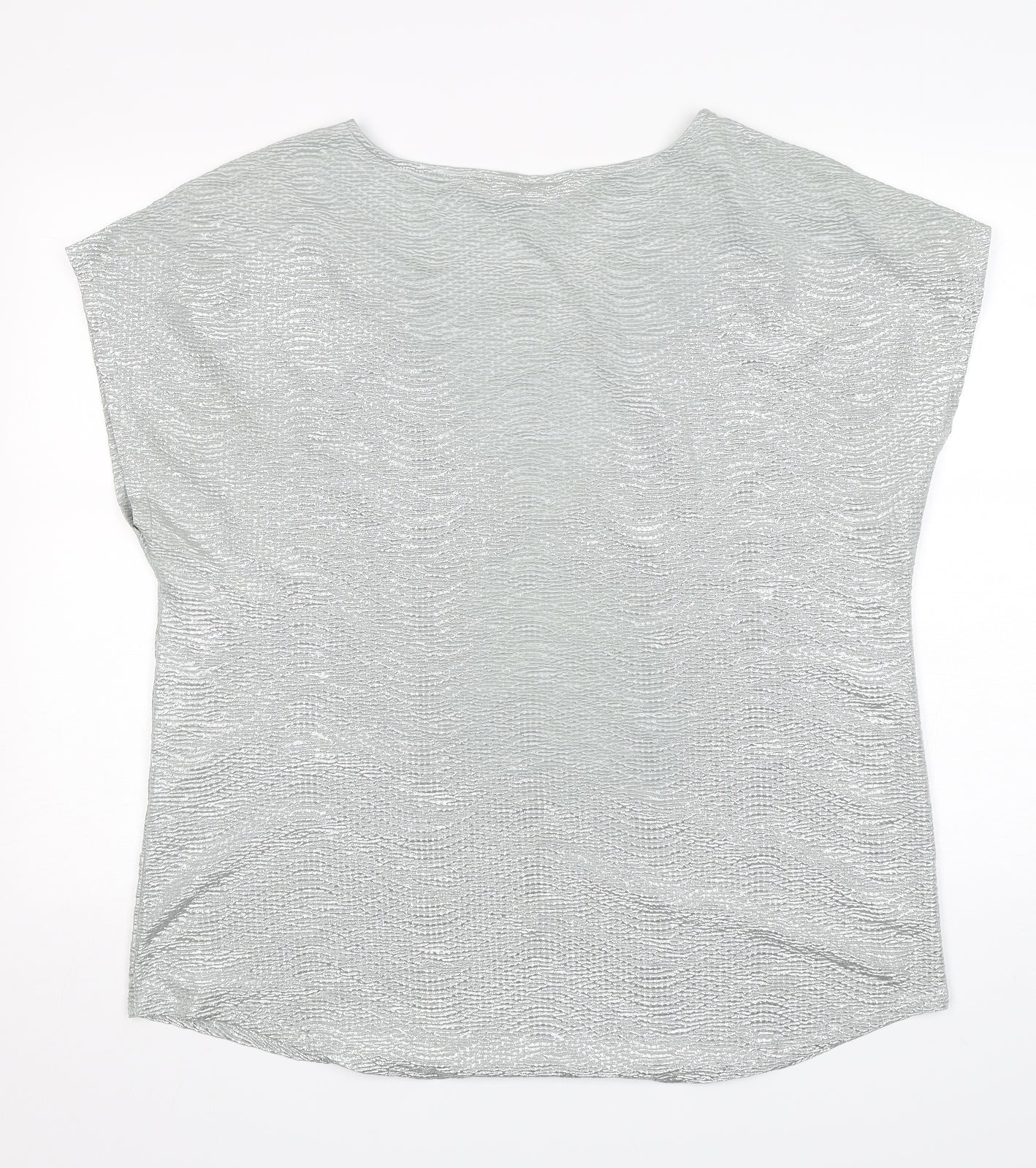 Dorothy Perkins Womens Silver  Polyester Basic Blouse Size 18 Round Neck