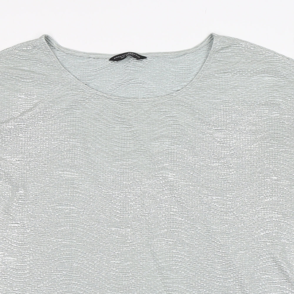 Dorothy Perkins Womens Silver  Polyester Basic Blouse Size 18 Round Neck