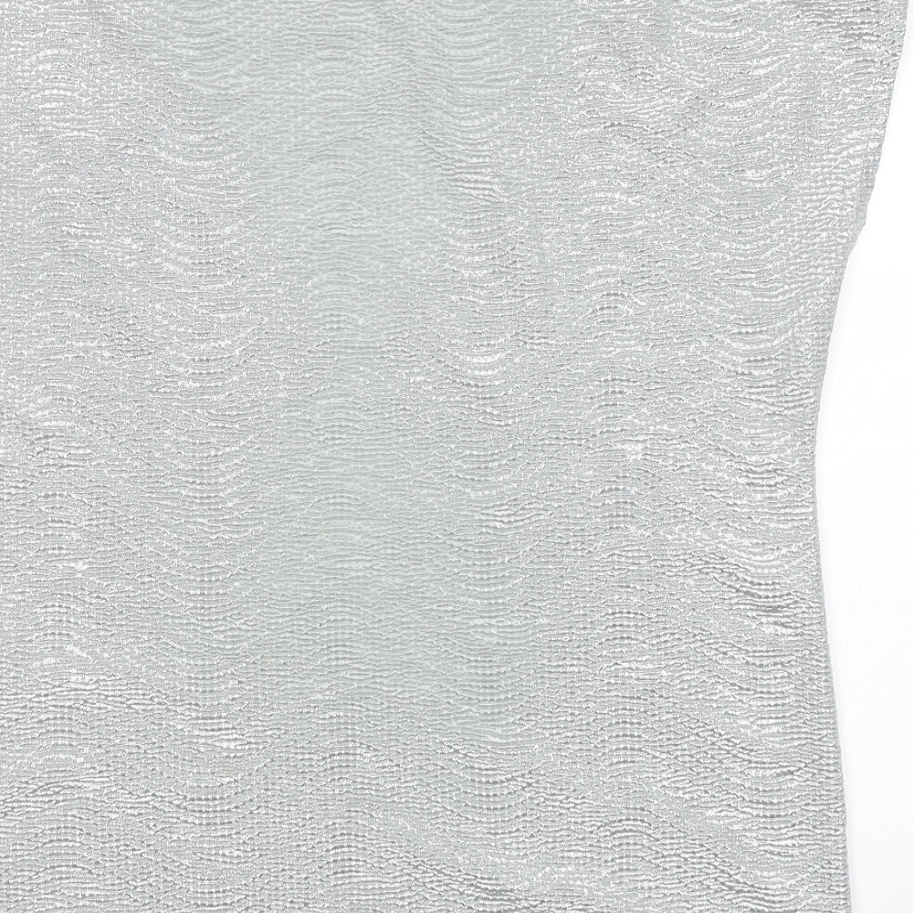 Dorothy Perkins Womens Silver  Polyester Basic Blouse Size 18 Round Neck