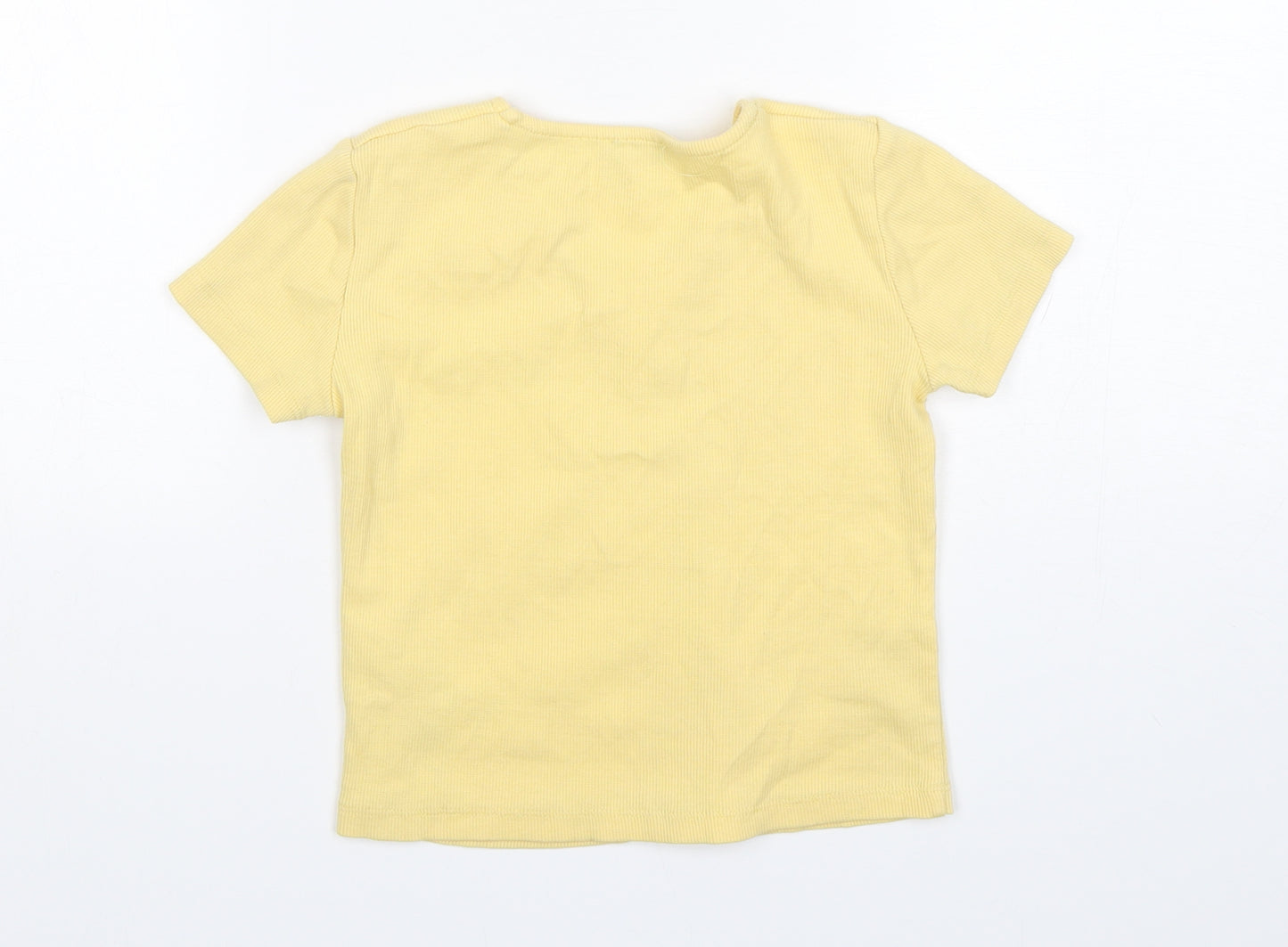 Primark Girls Yellow  Cotton Basic T-Shirt Size 9-10 Years Roll Neck Pullover