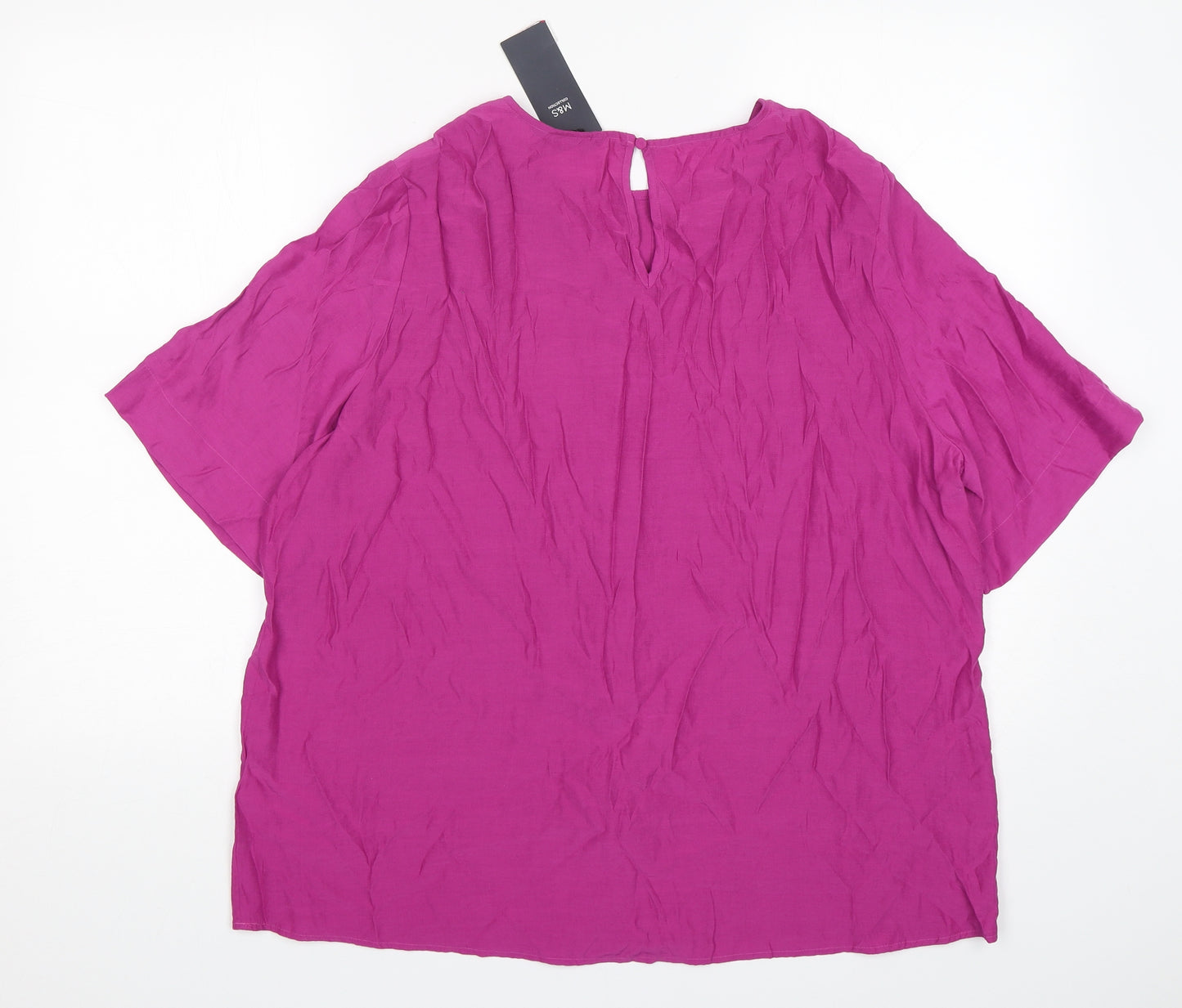 Marks and Spencer Womens Purple  Viscose Basic Blouse Size 18 Round Neck