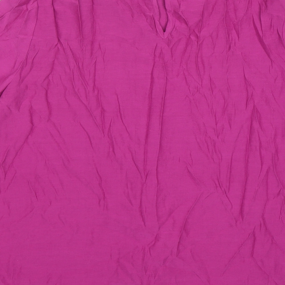Marks and Spencer Womens Purple  Viscose Basic Blouse Size 18 Round Neck