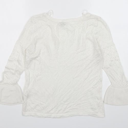 Stradivarius Womens White Round Neck  Viscose Pullover Jumper Size M
