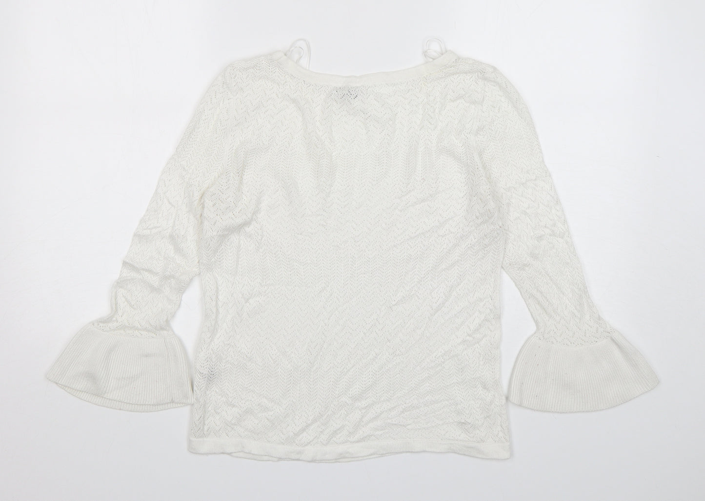 Stradivarius Womens White Round Neck  Viscose Pullover Jumper Size M