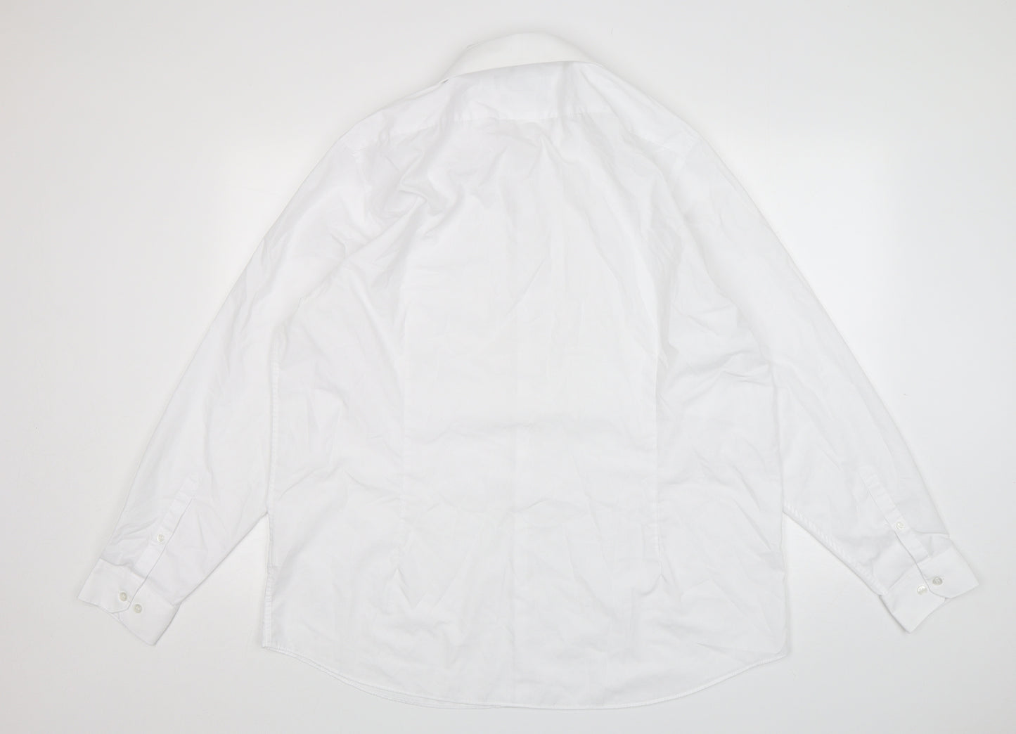 Primark Mens White  Polyester  Dress Shirt Size 18 Collared Button