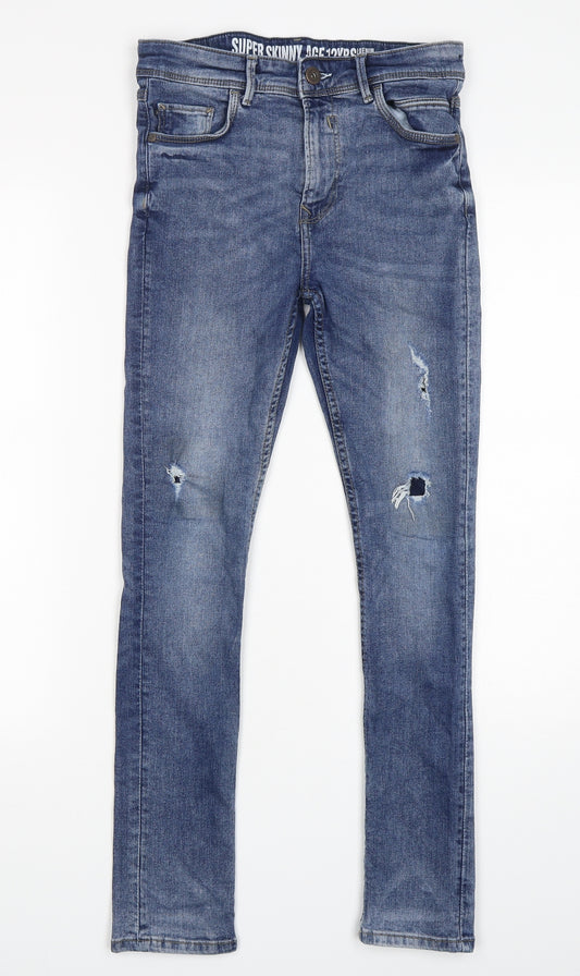 Matalan Boys Blue  Cotton Skinny Jeans Size 12 Years  Regular Zip