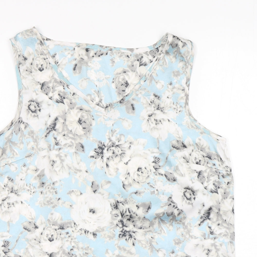 Dunnes Stores Womens Multicoloured Floral Polyester Basic Blouse Size 10 V-Neck