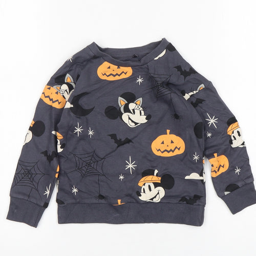 George Boys Grey Geometric Cotton Pullover Jumper Size 12-18 Months  Pullover - Mickey and Friends