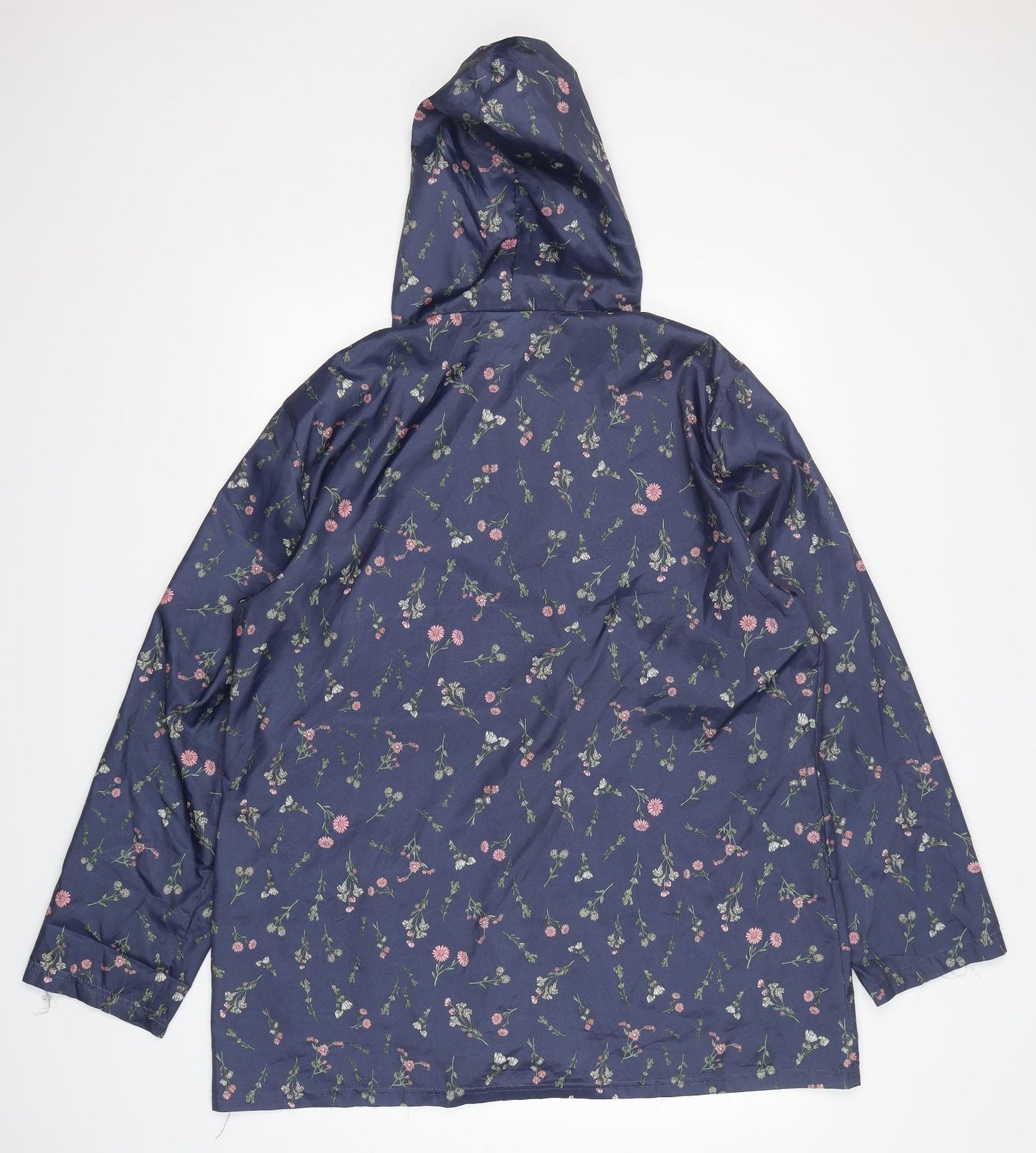Anne De Lancay Womens Blue Floral  Windbreaker Jacket Size L  Zip