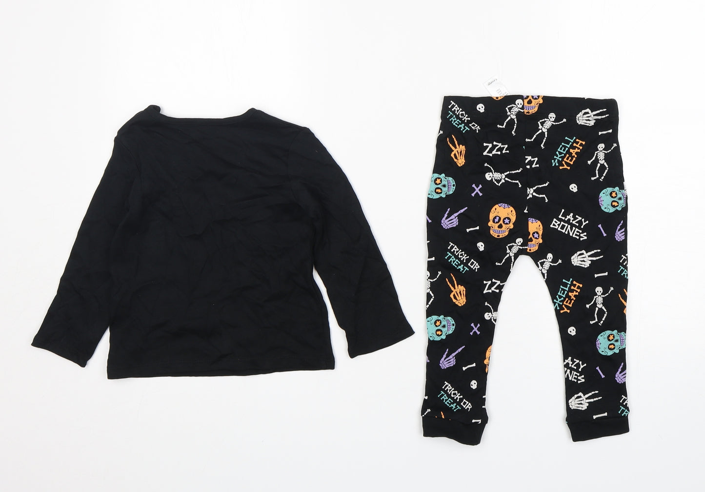 George Boys Black Geometric Cotton  Pyjama Set Size 12-18 Months  Pullover - Halloween