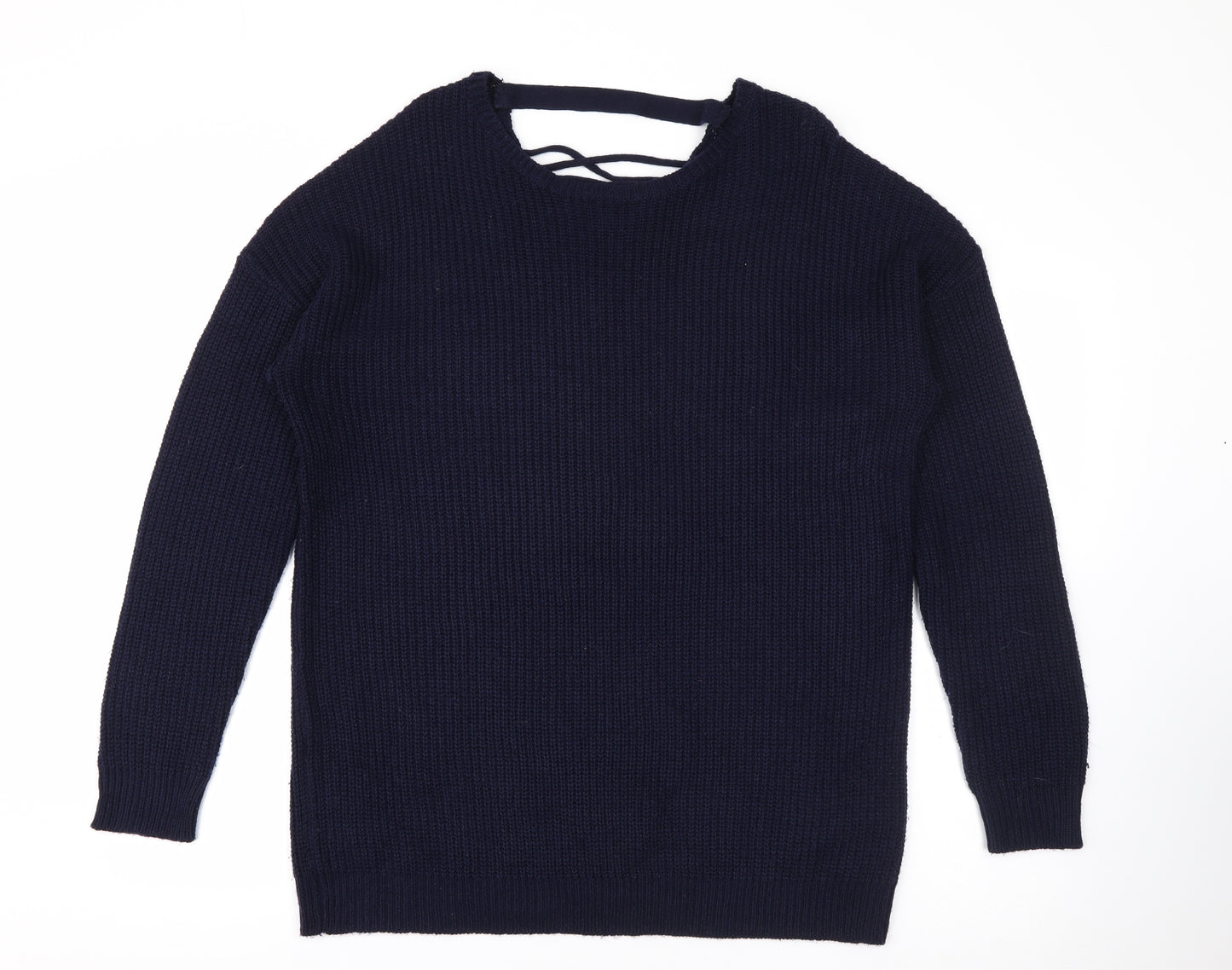 Yours Womens Blue Crew Neck  Acrylic Pullover Jumper Size 16