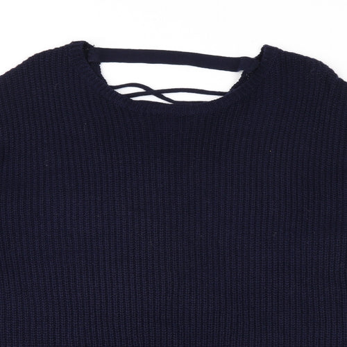 Yours Womens Blue Crew Neck  Acrylic Pullover Jumper Size 16