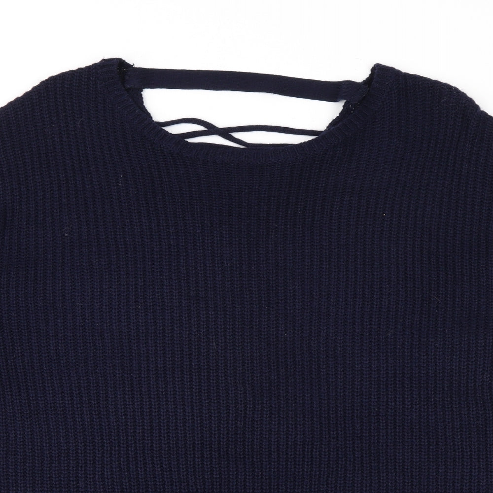 Yours Womens Blue Crew Neck  Acrylic Pullover Jumper Size 16