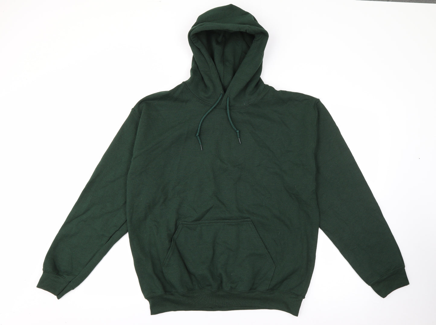 Guildan Mens Green  Cotton Pullover Hoodie Size M