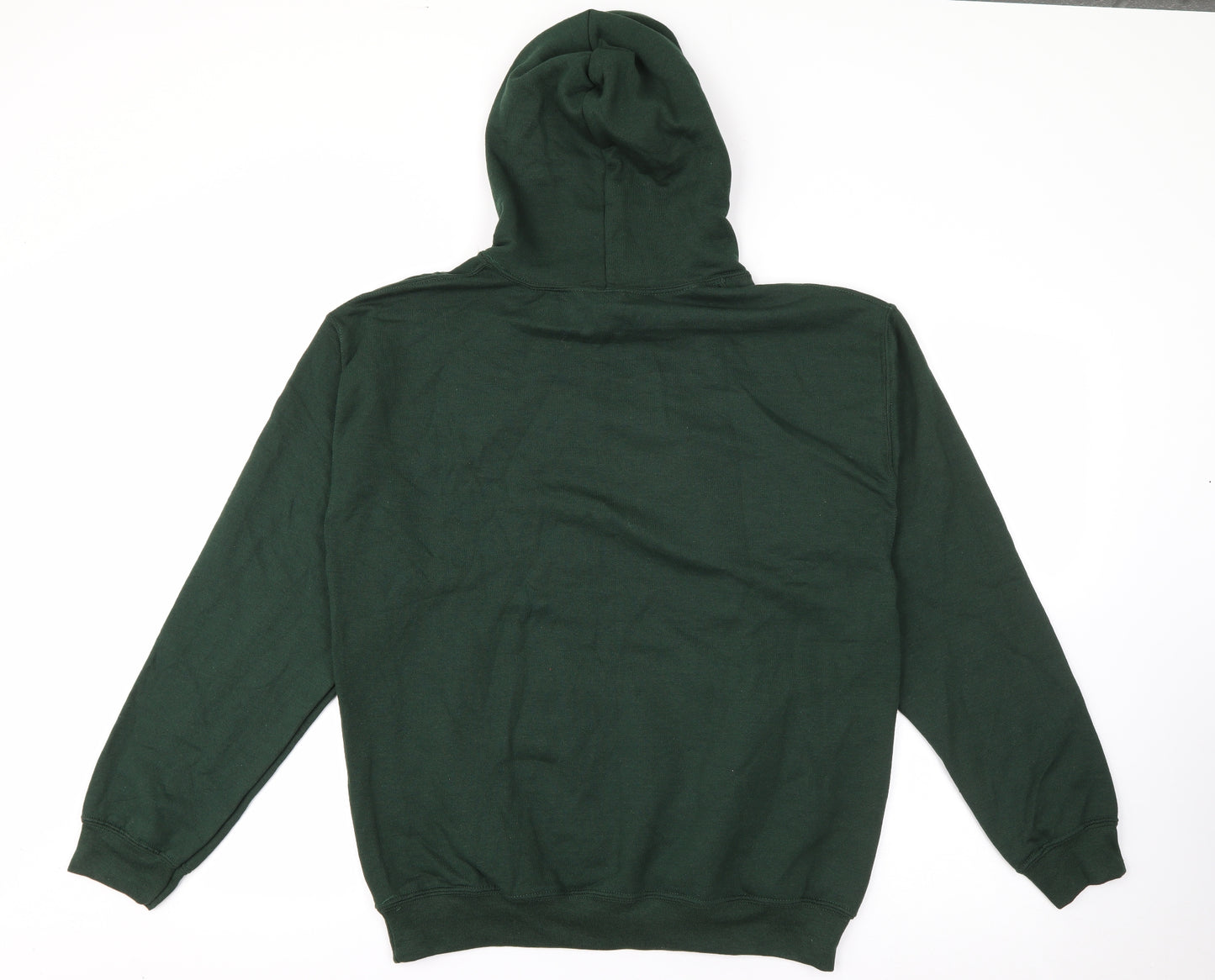 Guildan Mens Green  Cotton Pullover Hoodie Size M