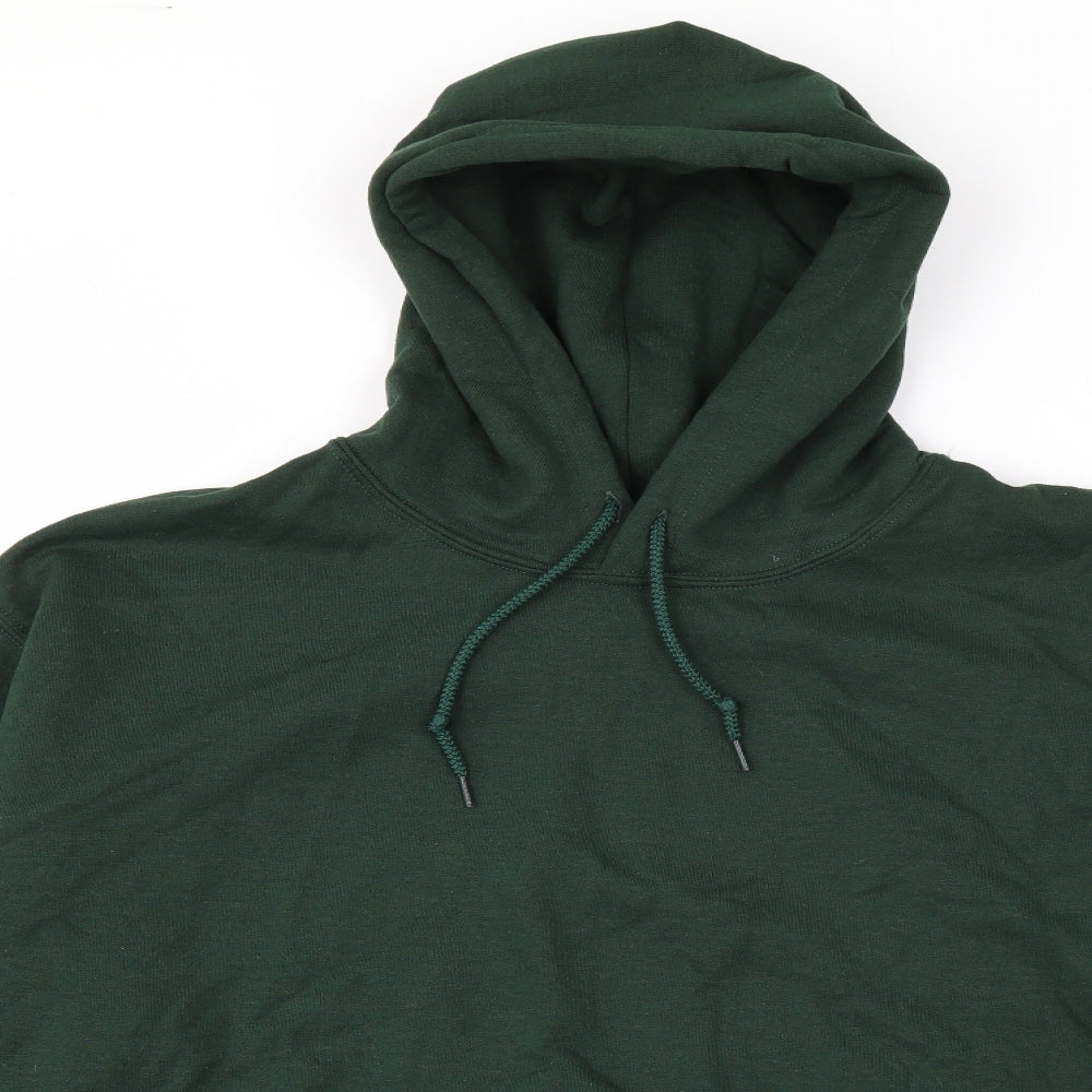 Guildan Mens Green  Cotton Pullover Hoodie Size M