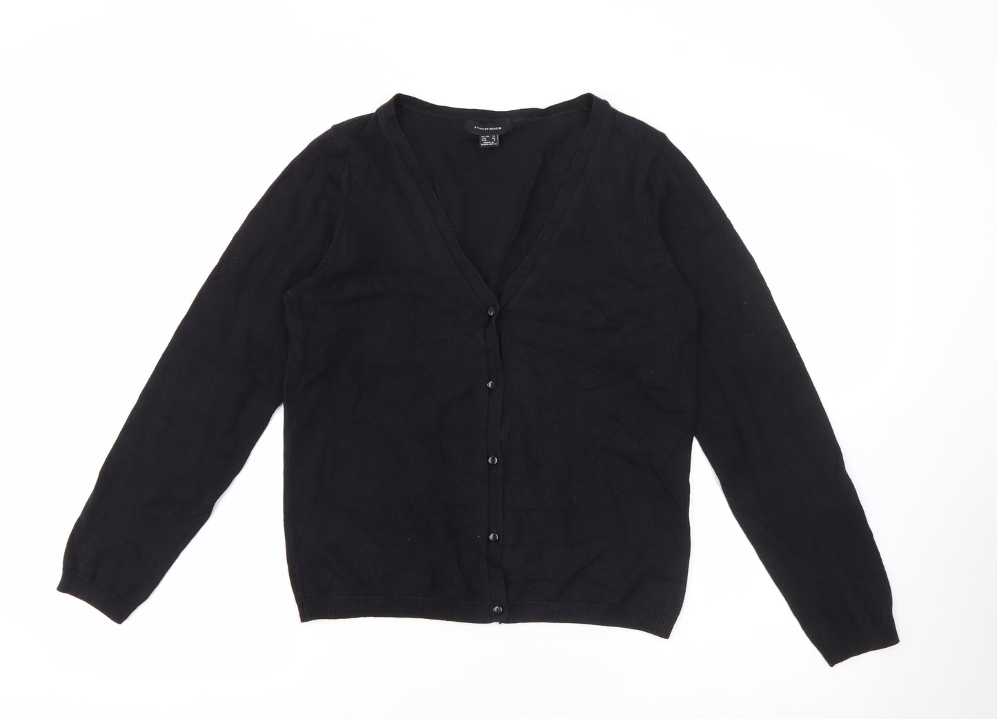 Primark Womens Black V-Neck  Cotton Cardigan Jumper Size 12