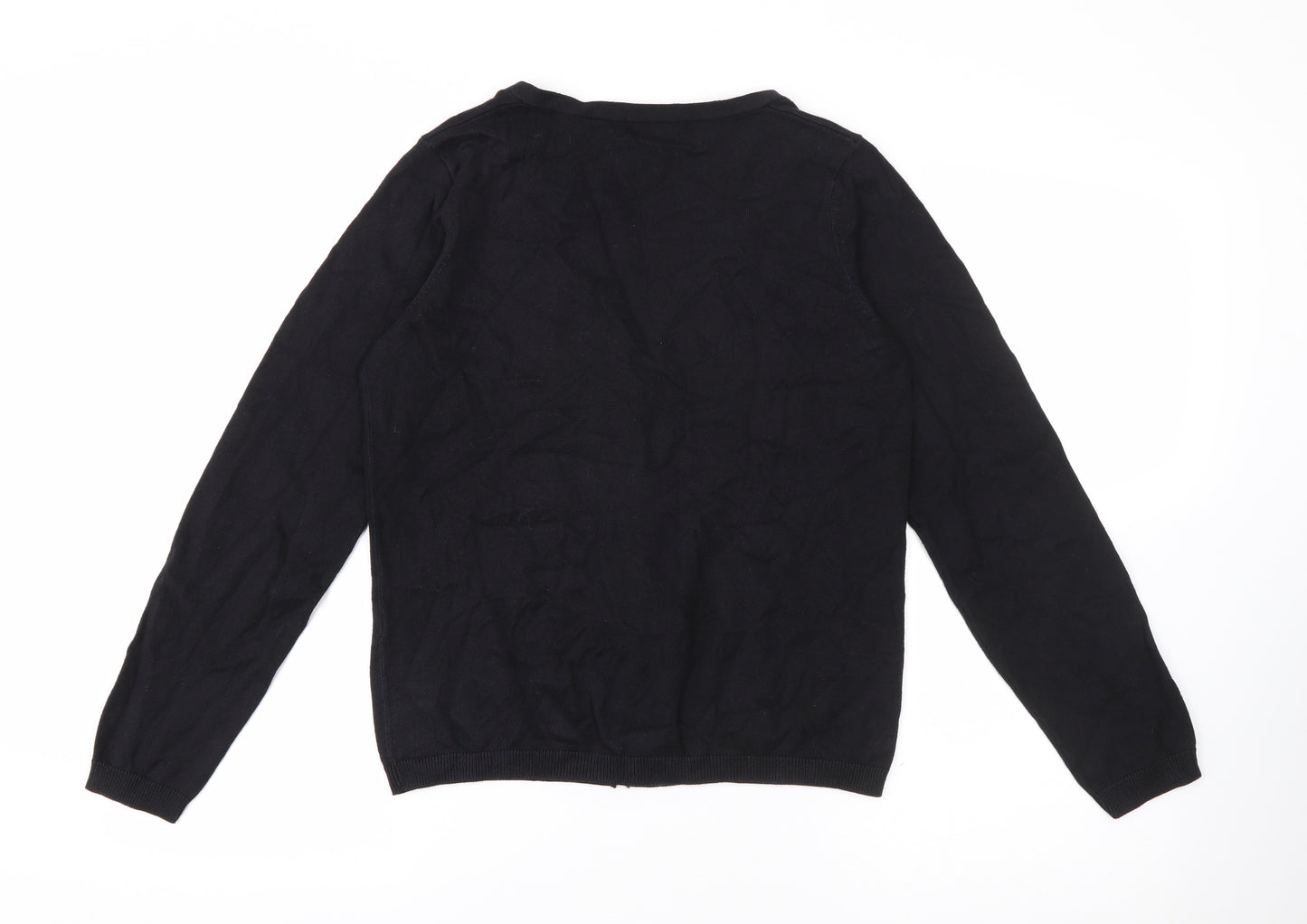 Primark Womens Black V-Neck  Cotton Cardigan Jumper Size 12