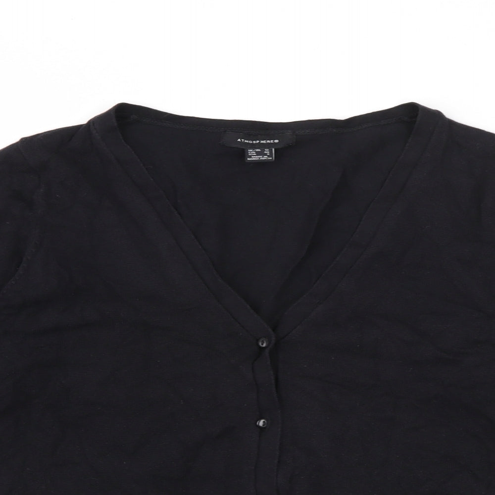 Primark Womens Black V-Neck  Cotton Cardigan Jumper Size 12