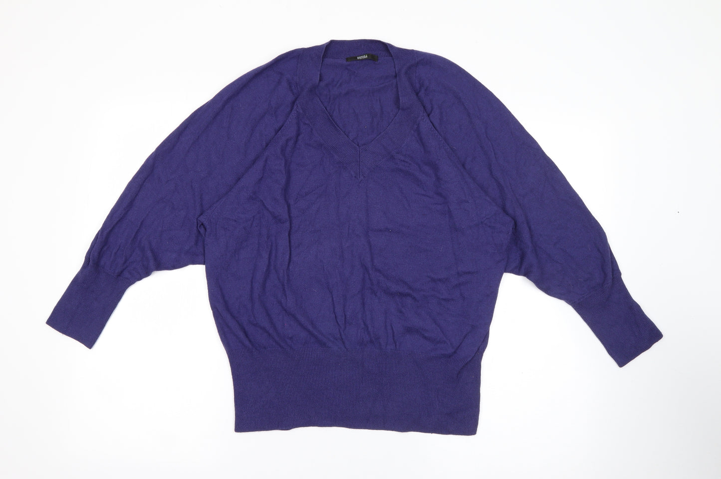 Marks and Spencer Womens Purple V-Neck  Viscose Pullover Jumper Size 14