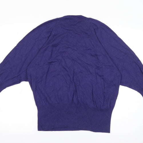 Marks and Spencer Womens Purple V-Neck  Viscose Pullover Jumper Size 14