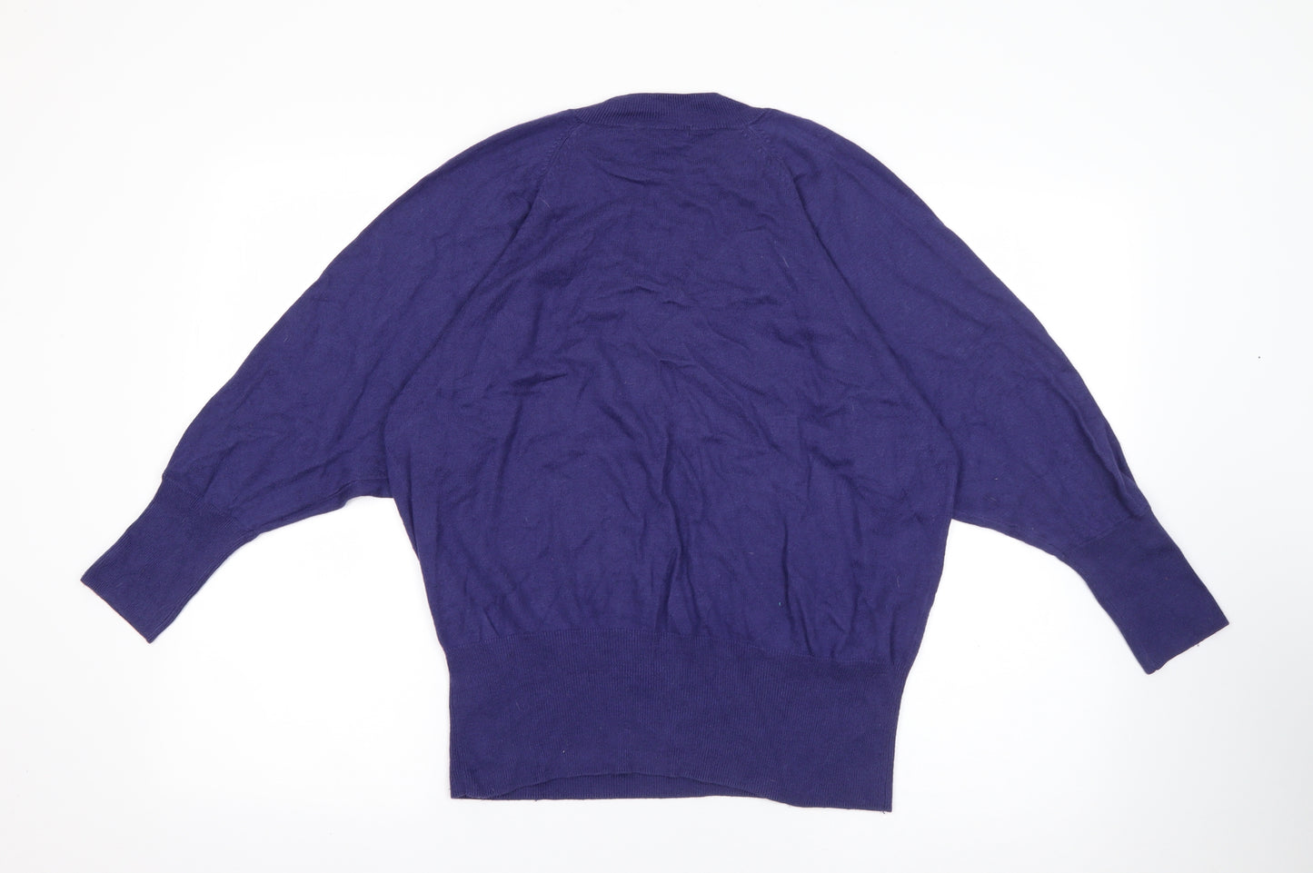 Marks and Spencer Womens Purple V-Neck  Viscose Pullover Jumper Size 14