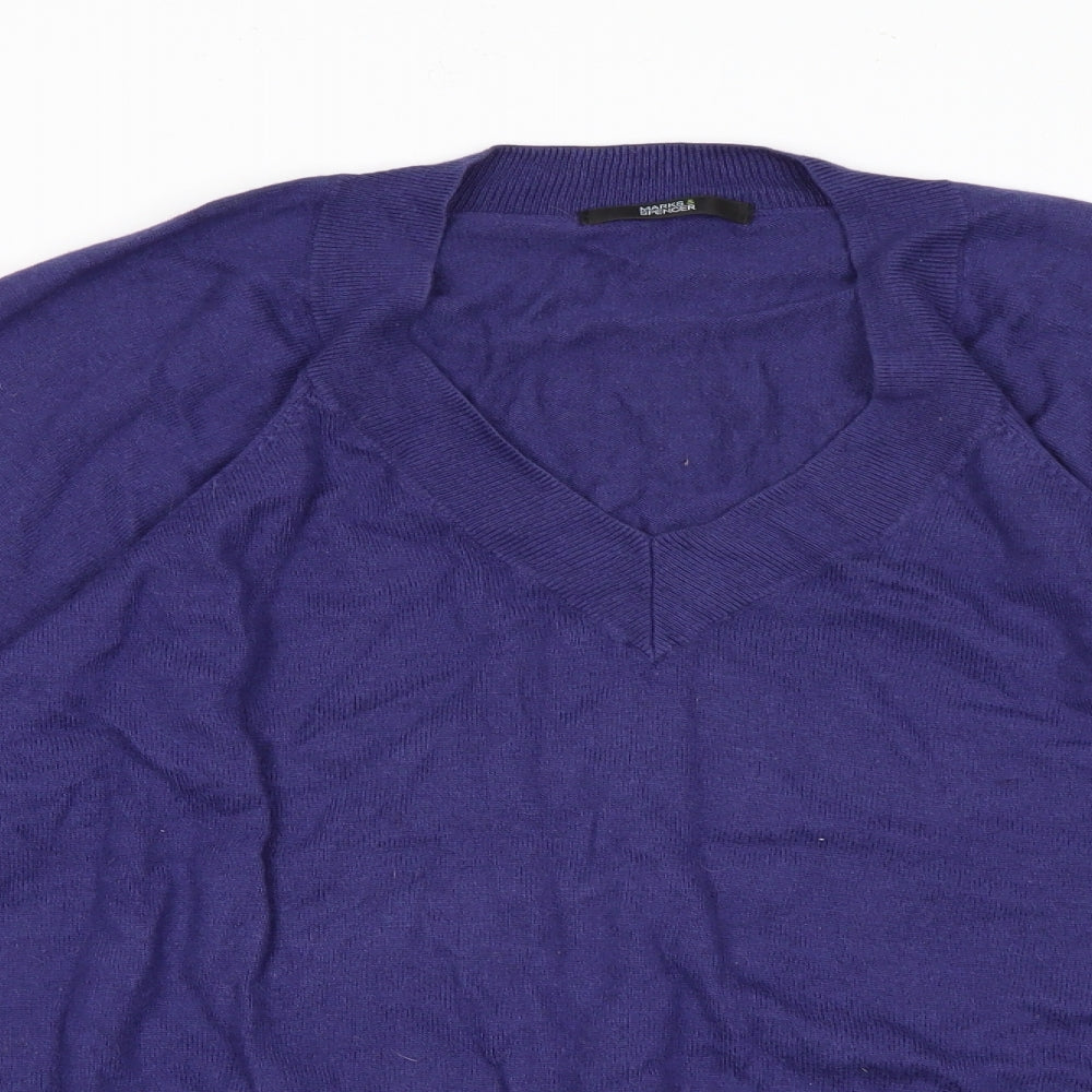 Marks and Spencer Womens Purple V-Neck  Viscose Pullover Jumper Size 14