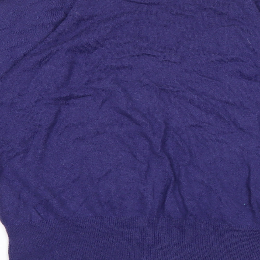 Marks and Spencer Womens Purple V-Neck  Viscose Pullover Jumper Size 14
