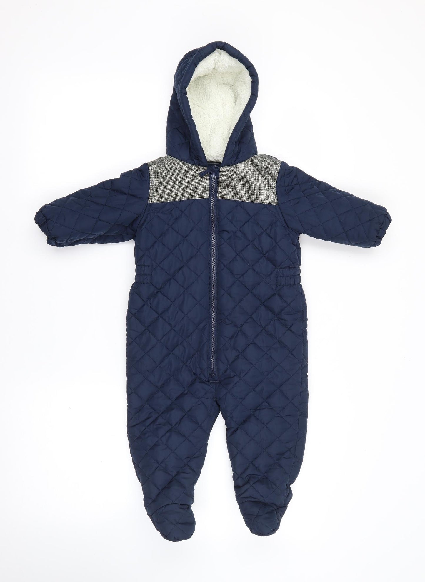 NEXT Baby Blue   Quilted Snowsuit Size 9-12 Months   Zip