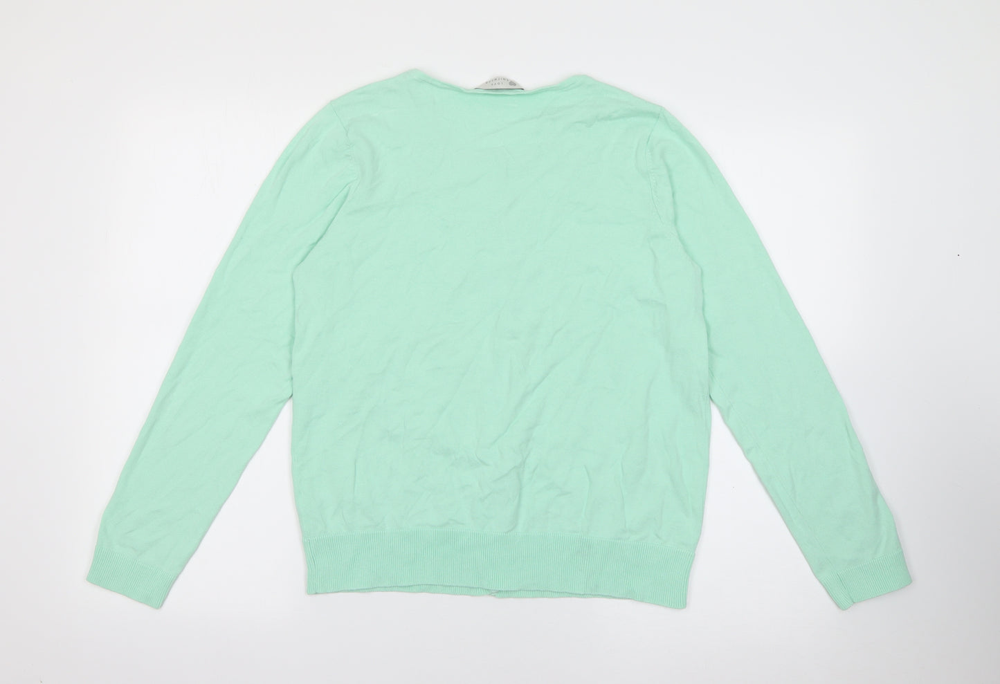 Love Knitwear Womens Green Round Neck  Cotton Cardigan Jumper Size 16