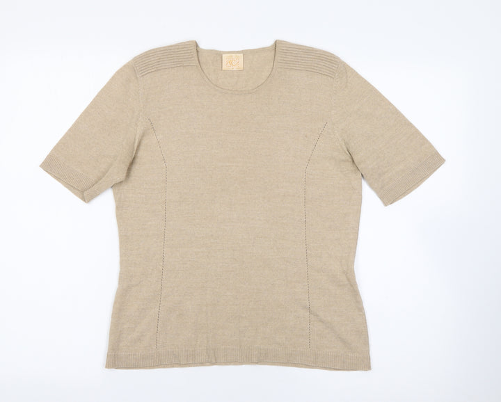 Country Casuals Womens Beige Round Neck Wool Pullover Jumper Size M