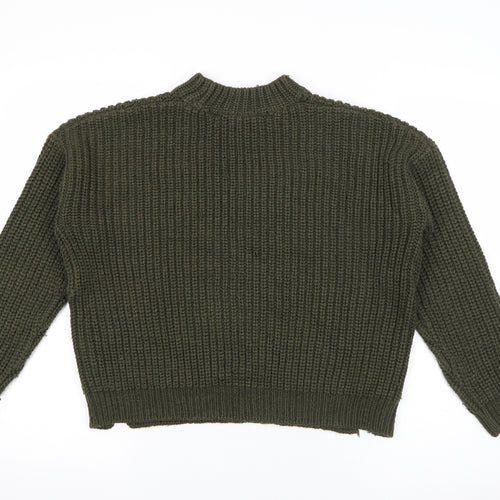 New Look Girls Green V-Neck  Acrylic Pullover Jumper Size 12-13 Years