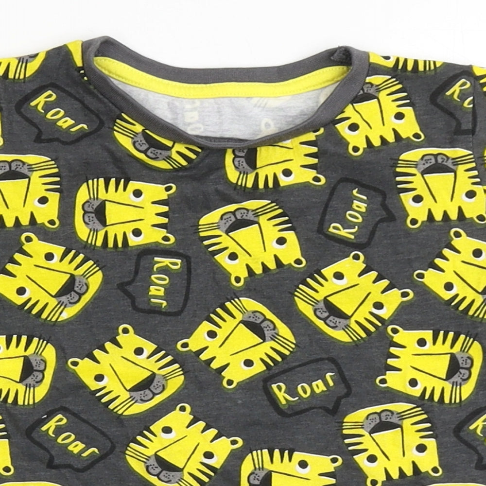 Dunnes Stores Boys Grey  100% Cotton Basic T-Shirt Size 12-18 Months Round Neck Pullover - Roar, Tigers