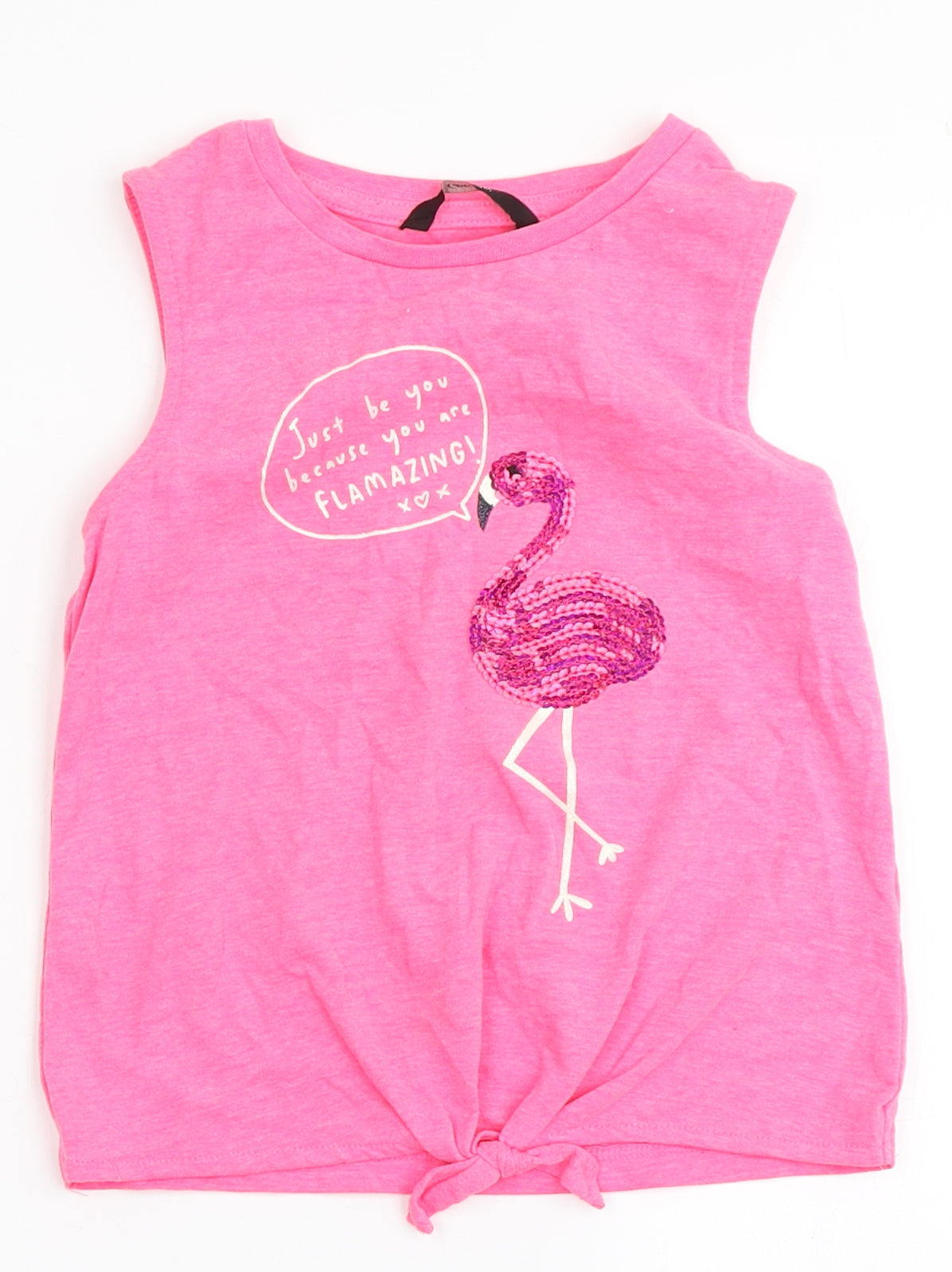 George Girls Pink  Polyester Basic Tank Size 6-7 Years Round Neck Pullover - Flamingo